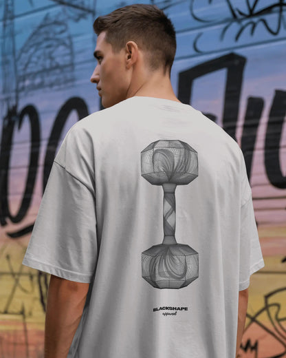 01 Dumbbell Psychedelia Wireframe - Heavy Oversized T-Shirt